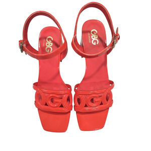 GBG Los Angeles Orange Block Heel Sandal